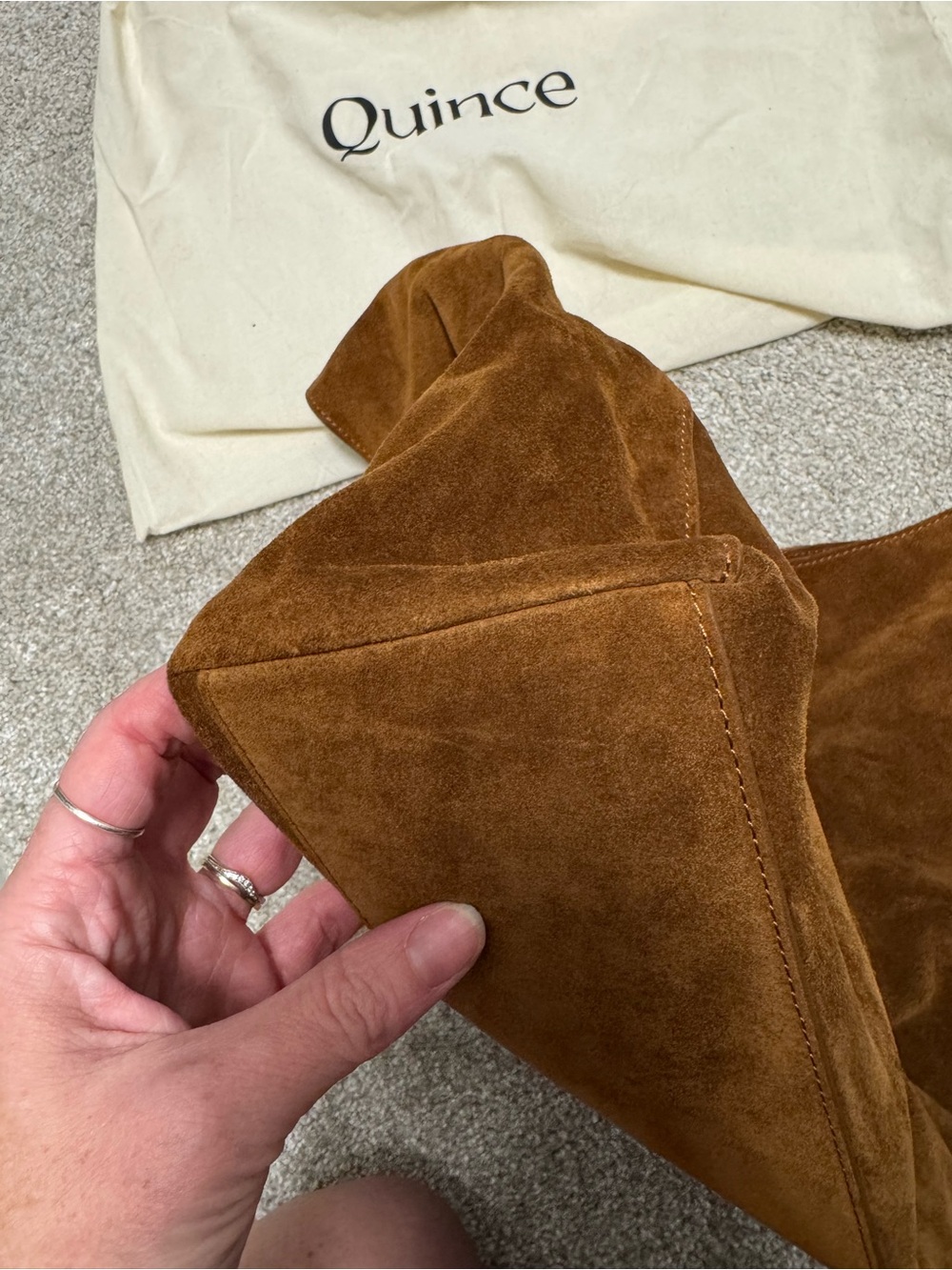 Suede Shoulder Bag - Brown - Picture 8 of 9